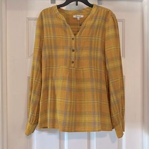 Adorable Madewell plaid blouse with Fall vibes